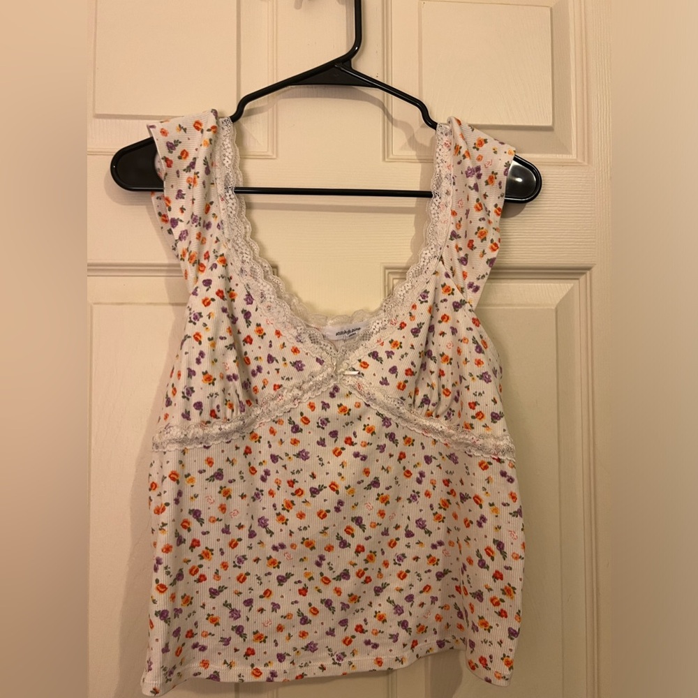 Floral Print Lace V Neck